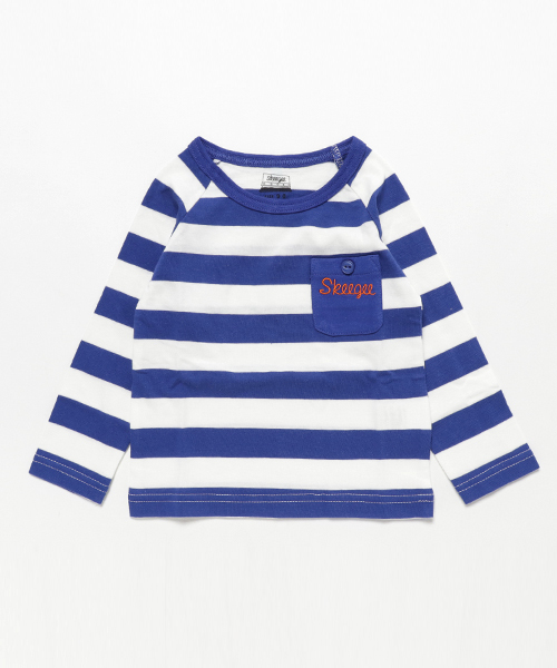 skeegee（スキージー）の「ポケット付きボーダー長袖Tシャツ（Tシャツ/カットソー・キッズ・イエロー/コバルトブルー/ブルー/ブラック・120cm/90cm/100cm/130cm/110cm）」の3枚目の写真