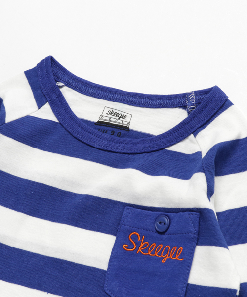 skeegee（スキージー）の「ポケット付きボーダー長袖Tシャツ（Tシャツ/カットソー・キッズ・イエロー/コバルトブルー/ブルー/ブラック・120cm/90cm/100cm/130cm/110cm）」の6枚目の写真