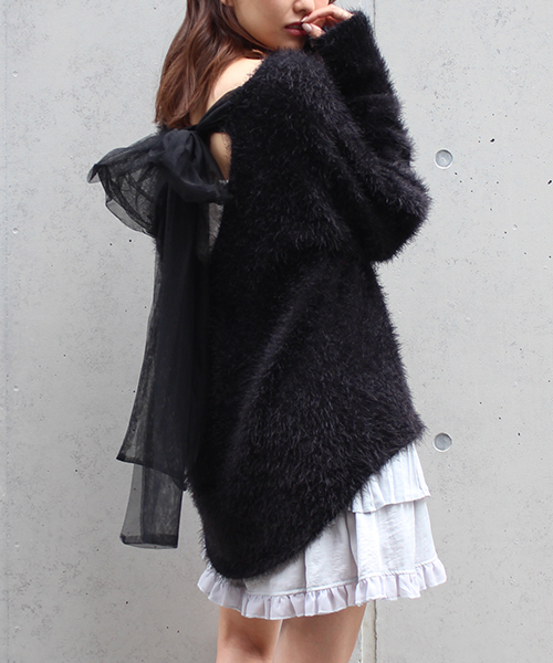 MICOAMERI(ミコアメリ)の「バックリボンシャギーニット(ニット/セーター・レディース・ブラック/ピンク/ホワイト/グレー・FREE)」の16枚目の写真