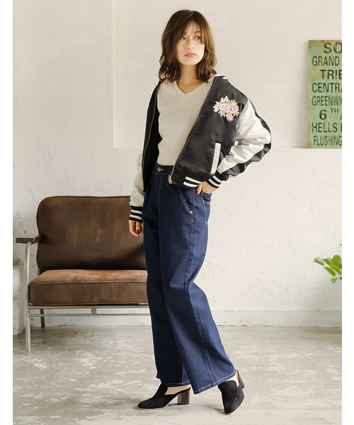 Re:EDIT（リエディ）の「[リエディ]2WAYリバーシブル中綿MA-1ブルゾン＆刺繍スカジャン[リエディオリジナル]アウター/ブルゾン/ジャケット/ボンバージャケット（スカジャン・レディース・ピンク/ブラック/カーキ・MEDIUM/LARGE）」の16枚目の写真