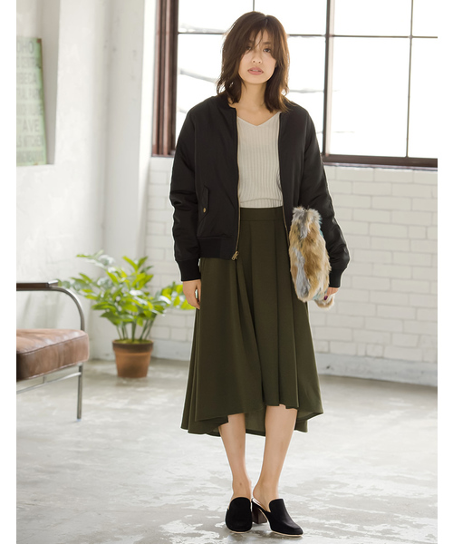 Re:EDIT（リエディ）の「[リエディ]2WAYリバーシブル中綿MA-1ブルゾン＆刺繍スカジャン[リエディオリジナル]アウター/ブルゾン/ジャケット/ボンバージャケット（スカジャン・レディース・ピンク/ブラック/カーキ・MEDIUM/LARGE）」の17枚目の写真