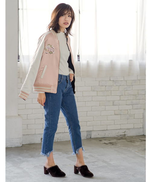 Re:EDIT（リエディ）の「[リエディ]2WAYリバーシブル中綿MA-1ブルゾン＆刺繍スカジャン[リエディオリジナル]アウター/ブルゾン/ジャケット/ボンバージャケット（スカジャン・レディース・ピンク/ブラック/カーキ・MEDIUM/LARGE）」の19枚目の写真