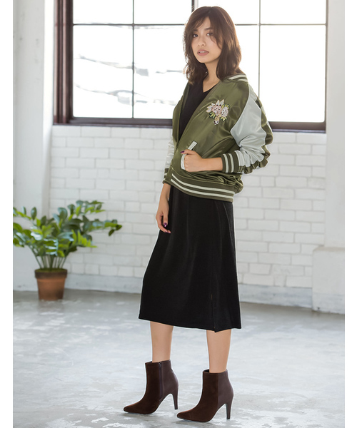 Re:EDIT（リエディ）の「[リエディ]2WAYリバーシブル中綿MA-1ブルゾン＆刺繍スカジャン[リエディオリジナル]アウター/ブルゾン/ジャケット/ボンバージャケット（スカジャン・レディース・ピンク/ブラック/カーキ・MEDIUM/LARGE）」の22枚目の写真