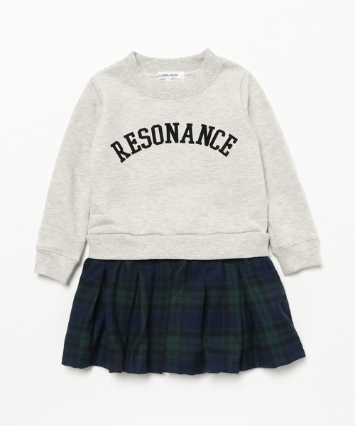 GLOBAL WORK（グローバルワーク）の「【キッズ】チェックスカートドッキングワンピース/736180（ワンピース・キッズ・ネイビー/オフホワイト・LARGE/X-LARGE/SMALL/MEDIUM）」の2枚目の写真