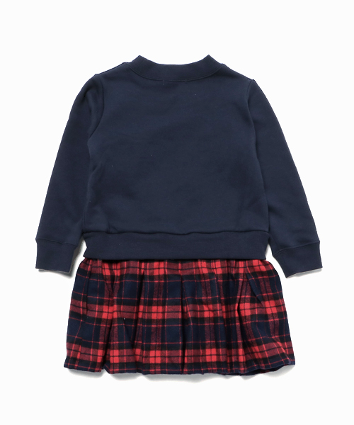 GLOBAL WORK（グローバルワーク）の「【キッズ】チェックスカートドッキングワンピース/736180（ワンピース・キッズ・ネイビー/オフホワイト・LARGE/X-LARGE/SMALL/MEDIUM）」の3枚目の写真