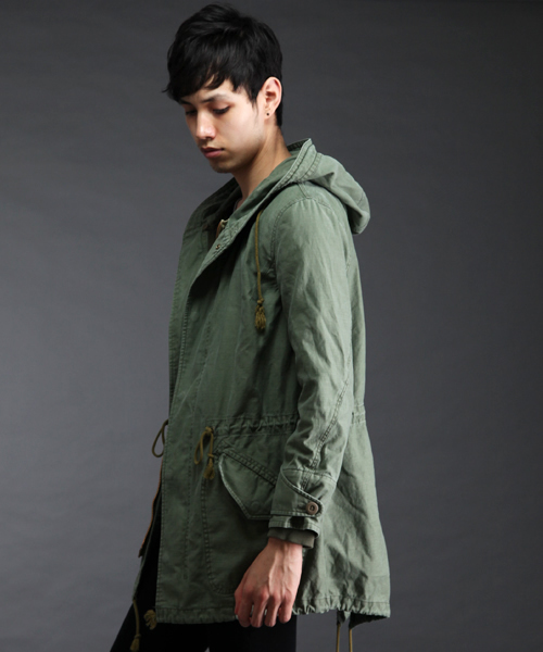 ★２way★ LACOSTE モッズコート オイルドコート ボアライナー 緑 ☆2way☆ LACOSTE モッズコート オイルドコート ボアライナー 緑