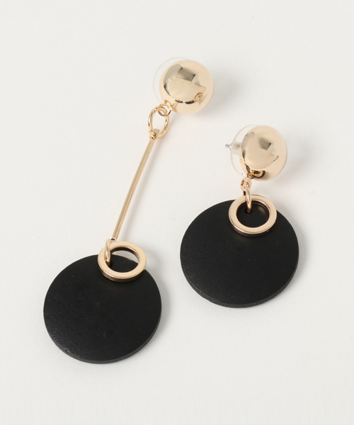 PLAIN CLOTHING（プレーンクロージング）の「ウッドプレートピアス【PLAIN CLOTHING】（ピアス（両耳用）・レディース・ブラウン/ブラック・FREE）」の8枚目の写真