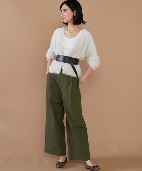 green label relaxing（グリーンレーベルリラクシング）の「CB コットンチノ ワイドパンツ ◆（チノパンツ・レディース・ベージュ/オリーブ/ワイン・36/38）」の6枚目の写真
