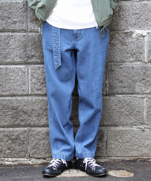 coen（コーエン）の「デニムワイドテーパードベルテッドパンツ（デニムパンツ・メンズ・コバルトブルー・X-LARGE/SMALL/LARGE/MEDIUM）」の2枚目の写真