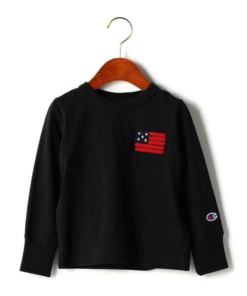 Champion（チャンピオン）の「■■■【キッズ】別注 Champion(チャンピオン) アップリケTシャツ ロングスリーブ ◆（Tシャツ/カットソー・キッズ・ホワイト/ブラック・120cm/100cm/130cm/110cm）」の16枚目の写真
