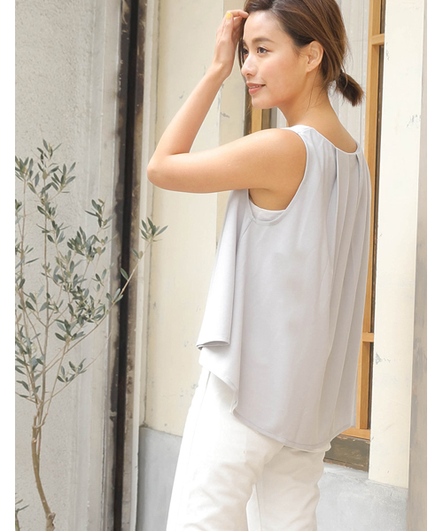 Re:EDIT（リエディ）の「薄手ポンチバックロングノースリーブトップス（タンクトップ・レディース・ブルーグリーン/ブラック/レッド/グリーン/ネイビー/パープル/ブラウン/イエロー/カーキ/オレンジ/ホワイト/グレー・LARGE/MEDIUM）」の4枚目の写真