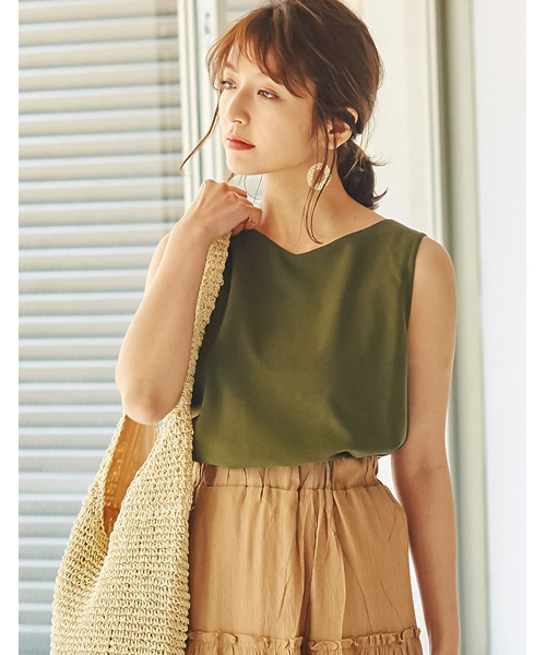 Re:EDIT（リエディ）の「薄手ポンチバックロングノースリーブトップス（タンクトップ・レディース・ブルーグリーン/ブラック/レッド/グリーン/ネイビー/パープル/ブラウン/イエロー/カーキ/オレンジ/ホワイト/グレー・LARGE/MEDIUM）」の6枚目の写真