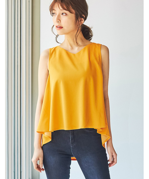 Re:EDIT（リエディ）の「薄手ポンチバックロングノースリーブトップス（タンクトップ・レディース・ブルーグリーン/ブラック/レッド/グリーン/ネイビー/パープル/ブラウン/イエロー/カーキ/オレンジ/ホワイト/グレー・LARGE/MEDIUM）」の10枚目の写真