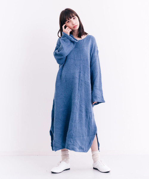 MERLOT(メルロー)の「サイドスリットニットワンピ1314(ワンピース・レディース・ピンク/ブルー/ブラック/ベージュ・FREE)」の19枚目の写真