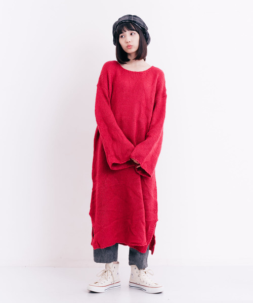 MERLOT(メルロー)の「サイドスリットニットワンピ1314(ワンピース・レディース・ピンク/ブルー/ブラック/ベージュ・FREE)」の6枚目の写真