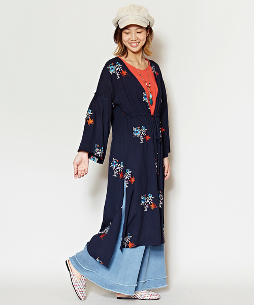 チャイハネ（チャイハネ）の「【チャイハネ】yul 花刺繍ロングカーディガン ガウン（カーディガン/ボレロ・レディース・ホワイト/ブルー/マスタード・FREE）」の13枚目の写真