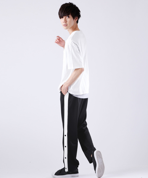 MONO-MART(モノマート)の「サイドラインスナップ ワイドパンツ/トラックパンツ(その他パンツ・メンズ・ブラック×イエロー/ブラック×レッド/ブラック×ホワイト・FREE)」の19枚目の写真