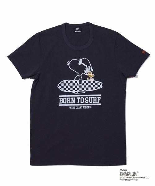 TMT(ティーエムティー)の「PEANUTS×TMT S/SL 17/1 JERSEY(BORN TO SURF)(Tシャツ/カットソー・メンズ・ホワイト/チャコールグレー/イエロー/トップグレー・SMALL/MEDIUM/LARGE/X-LARGE/XX-LARGE)」の3枚目の写真