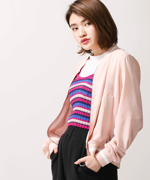 WEGO(ウィゴー)の「WEGO/シアーリングZIPブルゾン(ブルゾン・レディース・ホワイト/ブラック/ライトピンク・FREE)」の1枚目の写真