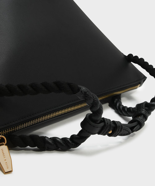 CHARLES & KEITH（チャールズ & キース）の「ロープハンドルハンドバッグ / ROPE HANDLE HANDBAG（ハンドバッグ・レディース・ブラック/ピンク系その他・S）」の5枚目の写真