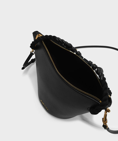 CHARLES & KEITH（チャールズ & キース）の「ロープハンドルハンドバッグ / ROPE HANDLE HANDBAG（ハンドバッグ・レディース・ブラック/ピンク系その他・S）」の6枚目の写真