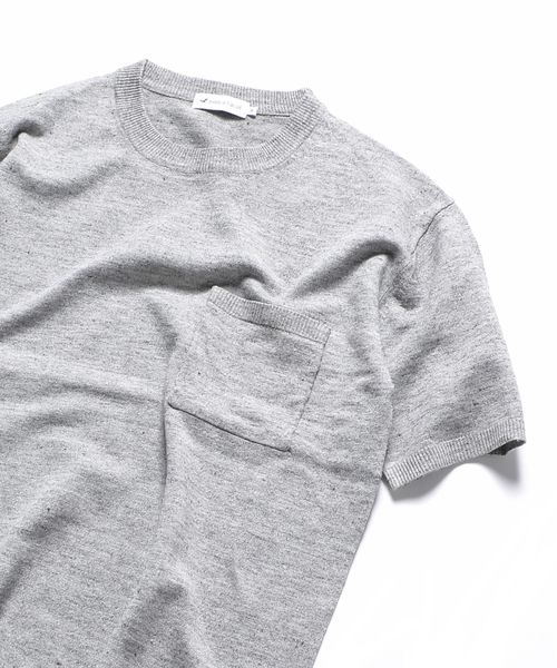 SHIPS JET BLUE（シップスジェットブルー）の「SHIPS JET BLUE: リネン×ソロテックス テンジク ニットTee（Tシャツ/カットソー・メンズ・ホワイト/グレー/オリーブ/ネイビー/ロイヤルブルー・SMALL/LARGE/X-SMALL/MEDIUM）」の3枚目の写真