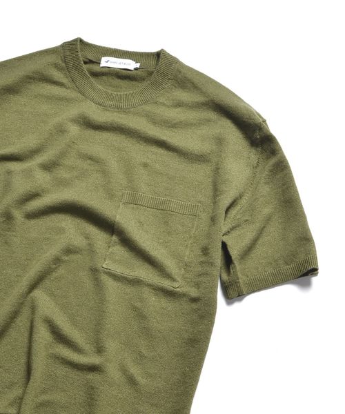 SHIPS JET BLUE（シップスジェットブルー）の「SHIPS JET BLUE: リネン×ソロテックス テンジク ニットTee（Tシャツ/カットソー・メンズ・ホワイト/グレー/オリーブ/ネイビー/ロイヤルブルー・SMALL/LARGE/X-SMALL/MEDIUM）」の4枚目の写真