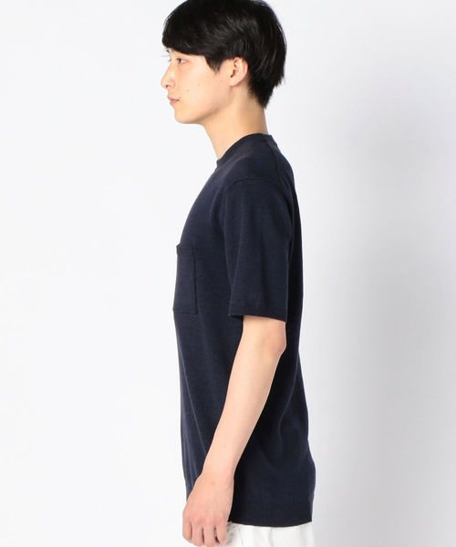 SHIPS JET BLUE（シップスジェットブルー）の「SHIPS JET BLUE: リネン×ソロテックス テンジク ニットTee（Tシャツ/カットソー・メンズ・ホワイト/グレー/オリーブ/ネイビー/ロイヤルブルー・SMALL/LARGE/X-SMALL/MEDIUM）」の6枚目の写真