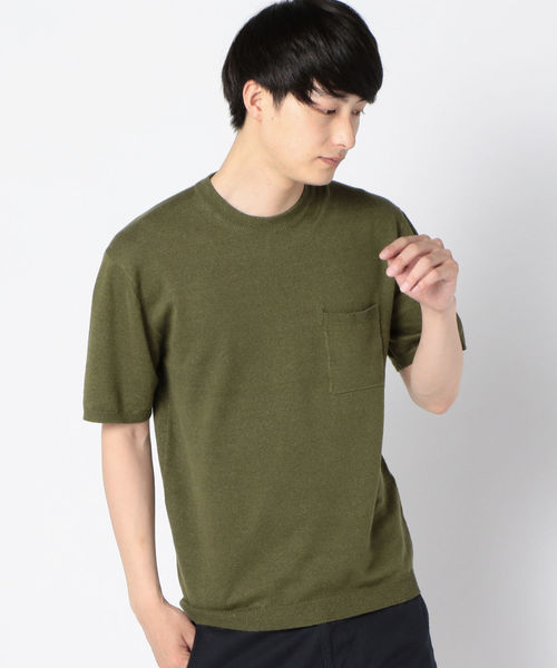 SHIPS JET BLUE（シップスジェットブルー）の「SHIPS JET BLUE: リネン×ソロテックス テンジク ニットTee（Tシャツ/カットソー・メンズ・ホワイト/グレー/オリーブ/ネイビー/ロイヤルブルー・SMALL/LARGE/X-SMALL/MEDIUM）」の21枚目の写真