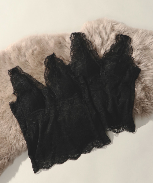 notch.（ノッチ）の「カップ付きレースタンクトップ 2枚セット（タンクトップ・レディース・その他1/ホワイト/ブラック・M）」の2枚目の写真