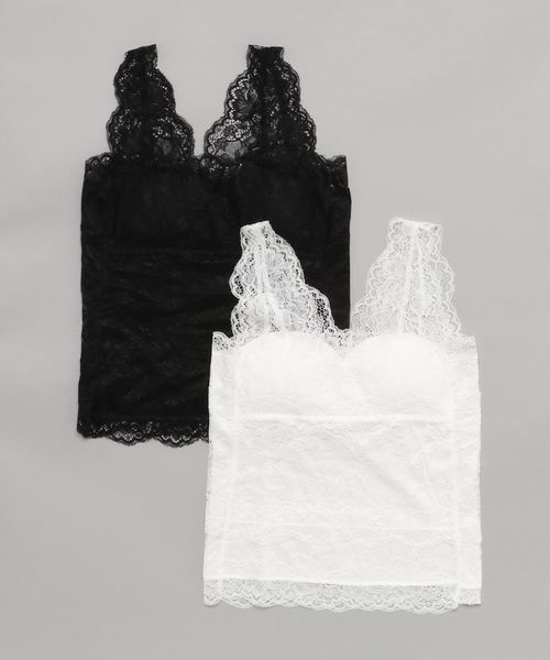notch.（ノッチ）の「カップ付きレースタンクトップ 2枚セット（タンクトップ・レディース・その他1/ホワイト/ブラック・M）」の8枚目の写真