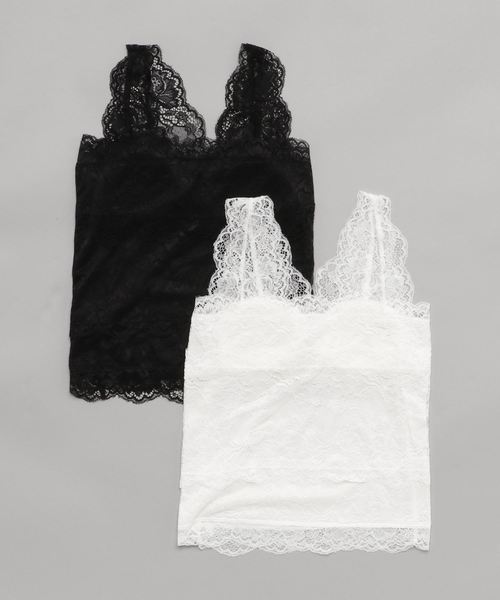 notch.（ノッチ）の「カップ付きレースタンクトップ 2枚セット（タンクトップ・レディース・その他1/ホワイト/ブラック・M）」の4枚目の写真