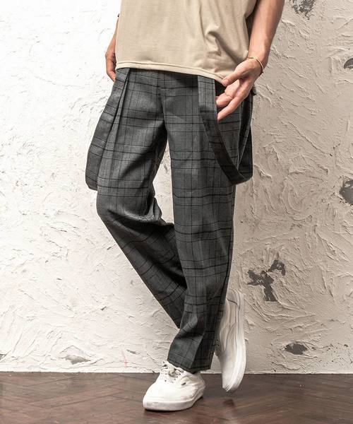 MinoriTY（マイノリティ）の「メンズワイドテーパードアンクルパンツ（サスペンダー付き）（スラックス・メンズ・ブラック/ネイビー/グレー/ブラック系その他/グレー系その他/ブラウン系その他・M/L）」の3枚目の写真