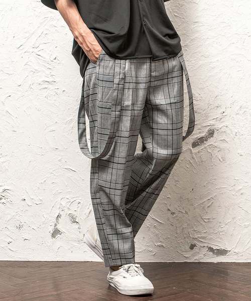 MinoriTY（マイノリティ）の「メンズワイドテーパードアンクルパンツ（サスペンダー付き）（スラックス・メンズ・ブラック/ネイビー/グレー/ブラック系その他/グレー系その他/ブラウン系その他・M/L）」の5枚目の写真