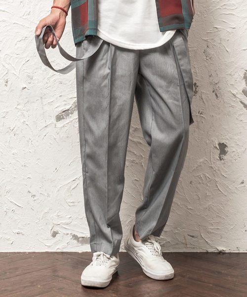 MinoriTY（マイノリティ）の「メンズワイドテーパードアンクルパンツ（サスペンダー付き）（スラックス・メンズ・ブラック/ネイビー/グレー/ブラック系その他/グレー系その他/ブラウン系その他・M/L）」の4枚目の写真