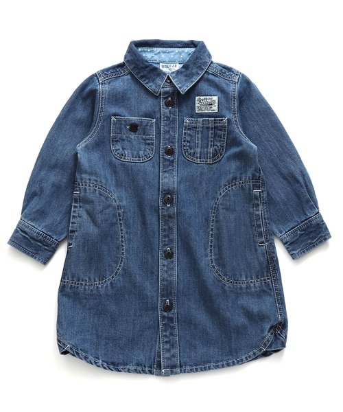 BREEZE（ブリーズ）の「デニムシャツワンピース（シャツワンピース・キッズ・ネイビー/ブルー・100/110/120/80/130/140/90）」の2枚目の写真