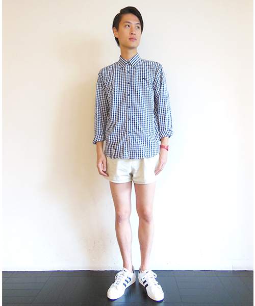 WHO'S WHO gallery（フーズフーギャラリー）の「【BOY MAN】ギンガムボタンダウンシャツ（シャツ/ブラウス・メンズ・ネイビー/ブラック・MEDIUM/LARGE）」の6枚目の写真