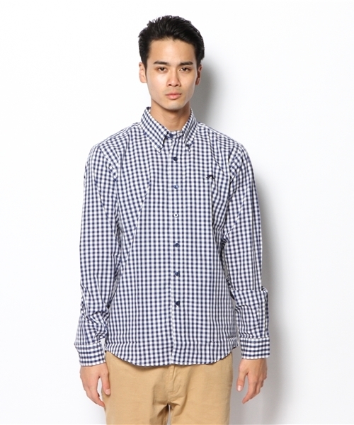 WHO'S WHO gallery（フーズフーギャラリー）の「【BOY MAN】ギンガムボタンダウンシャツ（シャツ/ブラウス・メンズ・ネイビー/ブラック・MEDIUM/LARGE）」の7枚目の写真
