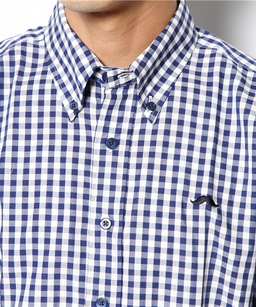 WHO'S WHO gallery（フーズフーギャラリー）の「【BOY MAN】ギンガムボタンダウンシャツ（シャツ/ブラウス・メンズ・ネイビー/ブラック・MEDIUM/LARGE）」の12枚目の写真