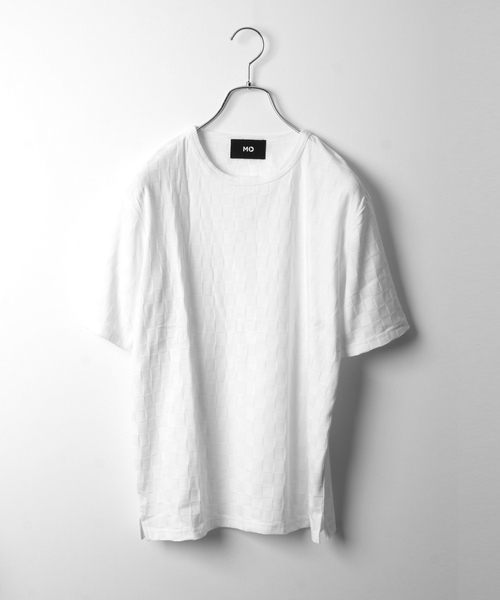 MORGAN HOMME(モルガンオム)の「ナノテック格子リンクス(Tシャツ/カットソー)」|ホワイト