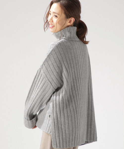 BAYFLOW（ベイフロー）の「AIR YARNリブタートル（ニット/セーター・レディース・グレー/ブラウン/ネイビー・SMALL/MEDIUM）」の4枚目の写真