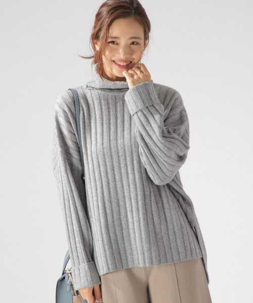 BAYFLOW（ベイフロー）の「AIR YARNリブタートル（ニット/セーター・レディース・グレー/ブラウン/ネイビー・SMALL/MEDIUM）」の5枚目の写真