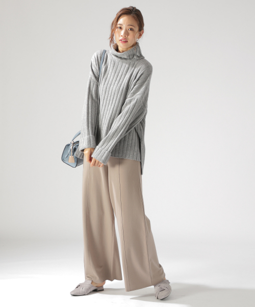 BAYFLOW（ベイフロー）の「AIR YARNリブタートル（ニット/セーター・レディース・グレー/ブラウン/ネイビー・SMALL/MEDIUM）」の7枚目の写真