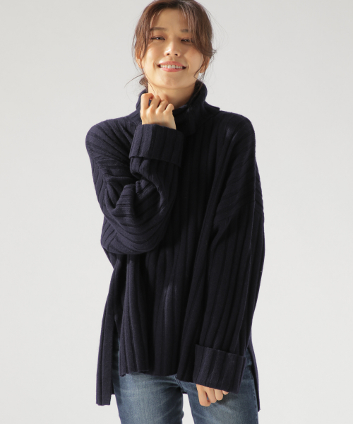 BAYFLOW（ベイフロー）の「AIR YARNリブタートル（ニット/セーター・レディース・グレー/ブラウン/ネイビー・SMALL/MEDIUM）」の12枚目の写真