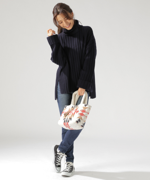 BAYFLOW（ベイフロー）の「AIR YARNリブタートル（ニット/セーター・レディース・グレー/ブラウン/ネイビー・SMALL/MEDIUM）」の13枚目の写真