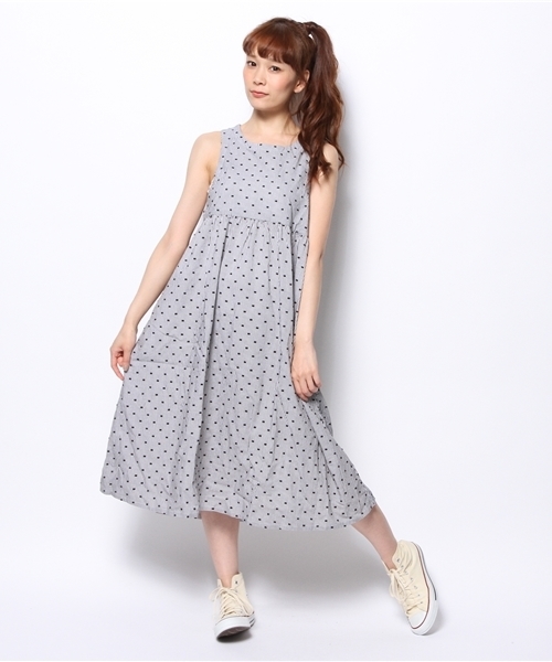 BEAMS BOY（ビームスボーイ）の「○BEAMS BOY / ジャカード 切替 ノースリーブ ワンピース **（ワンピース・レディース・ブラック系その他/ブラック/レッド/ネイビー・ONE SIZE）」の2枚目の写真