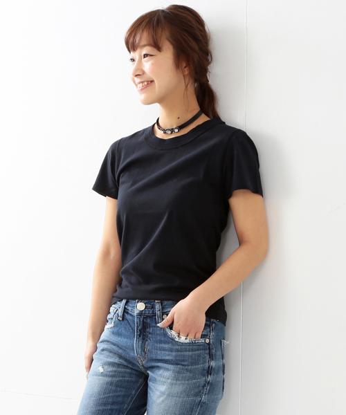 Ray BEAMS（レイビームス）の「Ray BEAMS / タックリブ 天竺 クルーネック Tシャツ（Tシャツ/カットソー・レディース・オフホワイト/シルバー/ネイビー/ブラック・1/0）」の3枚目の写真