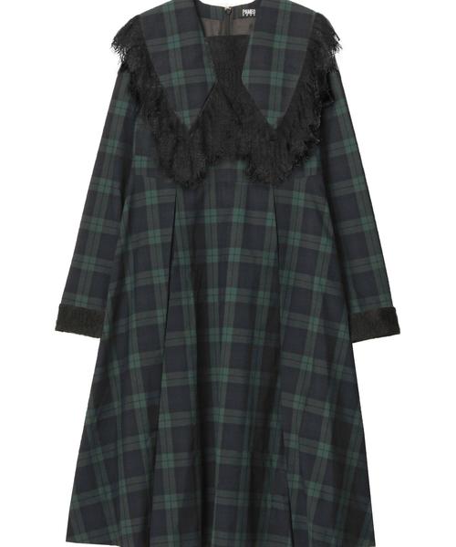 PAMEO POSE Big Collar Plaid Dress ワンピース PAMEO POSE ワンピース Big Collar Plaid Dress