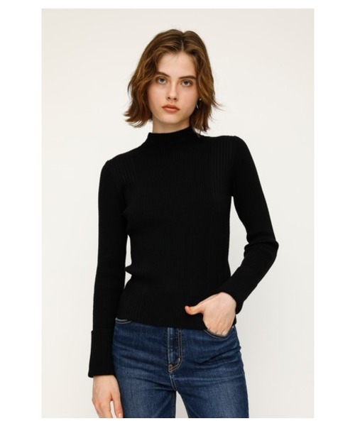 SLY(スライ)の「ROLL UP SLEEVE RIB MG TOPS(ニット/セーター)」|ブラック