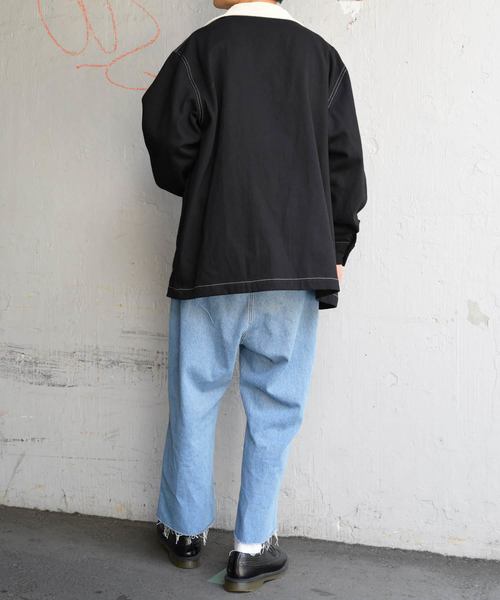 kutir（クティール）の「【クティールフルギ】襟配色ステッチカバーオール（ブルゾン・メンズ・ブラック/キャメル・MEDIUM/LARGE）」の5枚目の写真